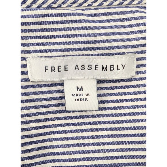 Free Assembly Blue White Striped Sleeve Long Ruffle Sleeve Top Size Medium - Picture 2 of 9